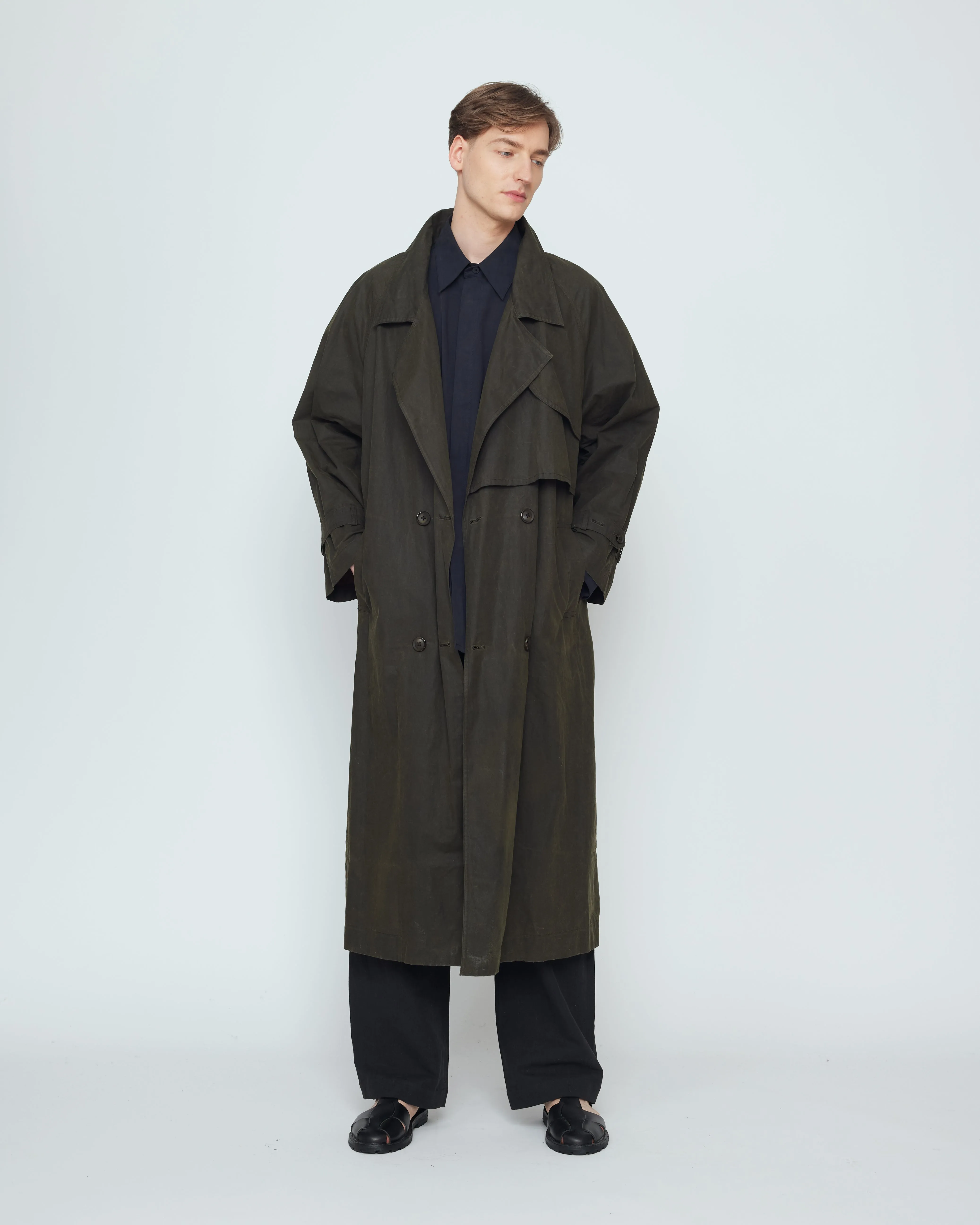 Long Rain Trench - Waxed Edition - SS26 - Deep Olive sold by 7115 by Szeki