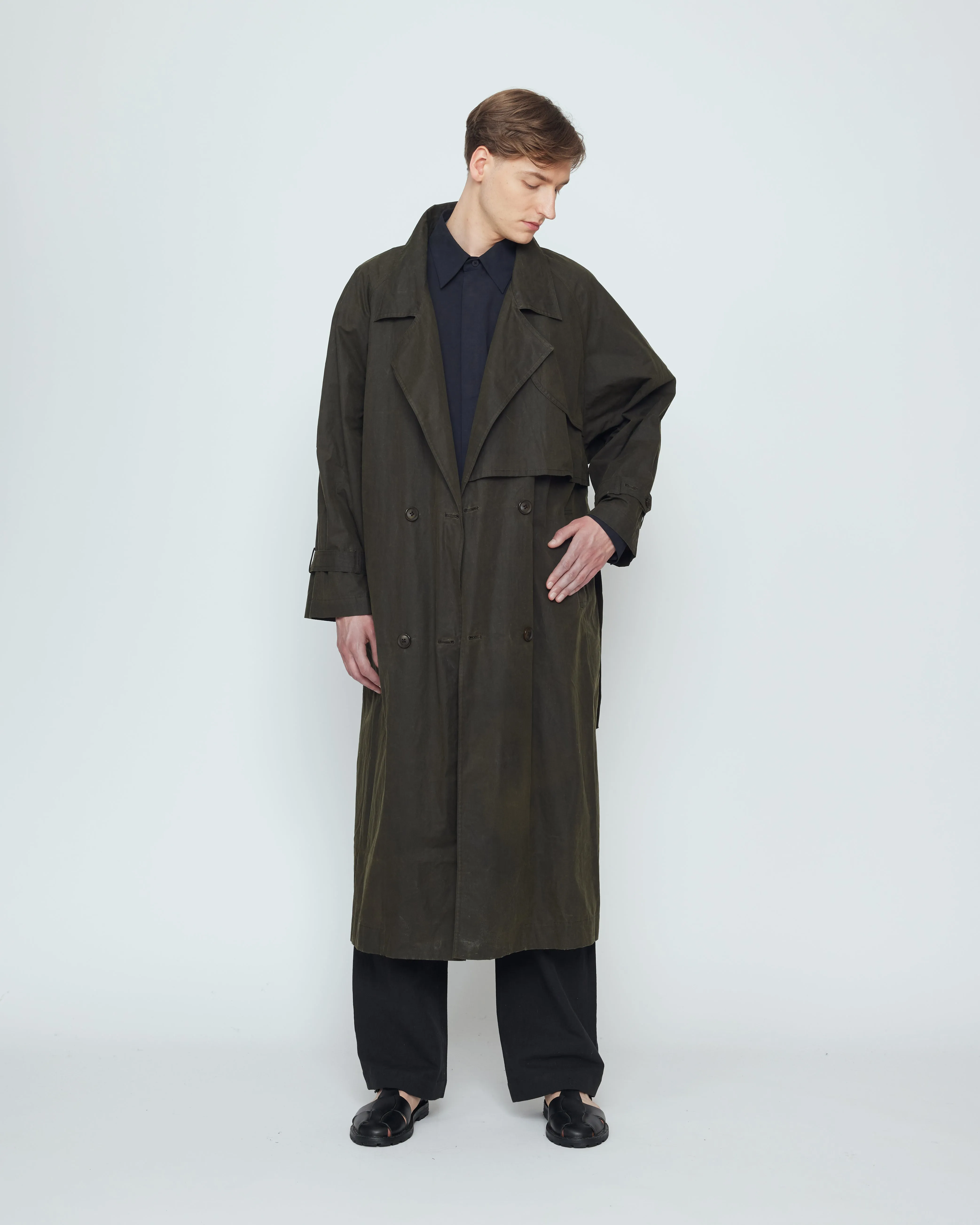 Long Rain Trench - Waxed Edition - SS26 - Deep Olive sold by 7115 by Szeki product image thumbnail 3