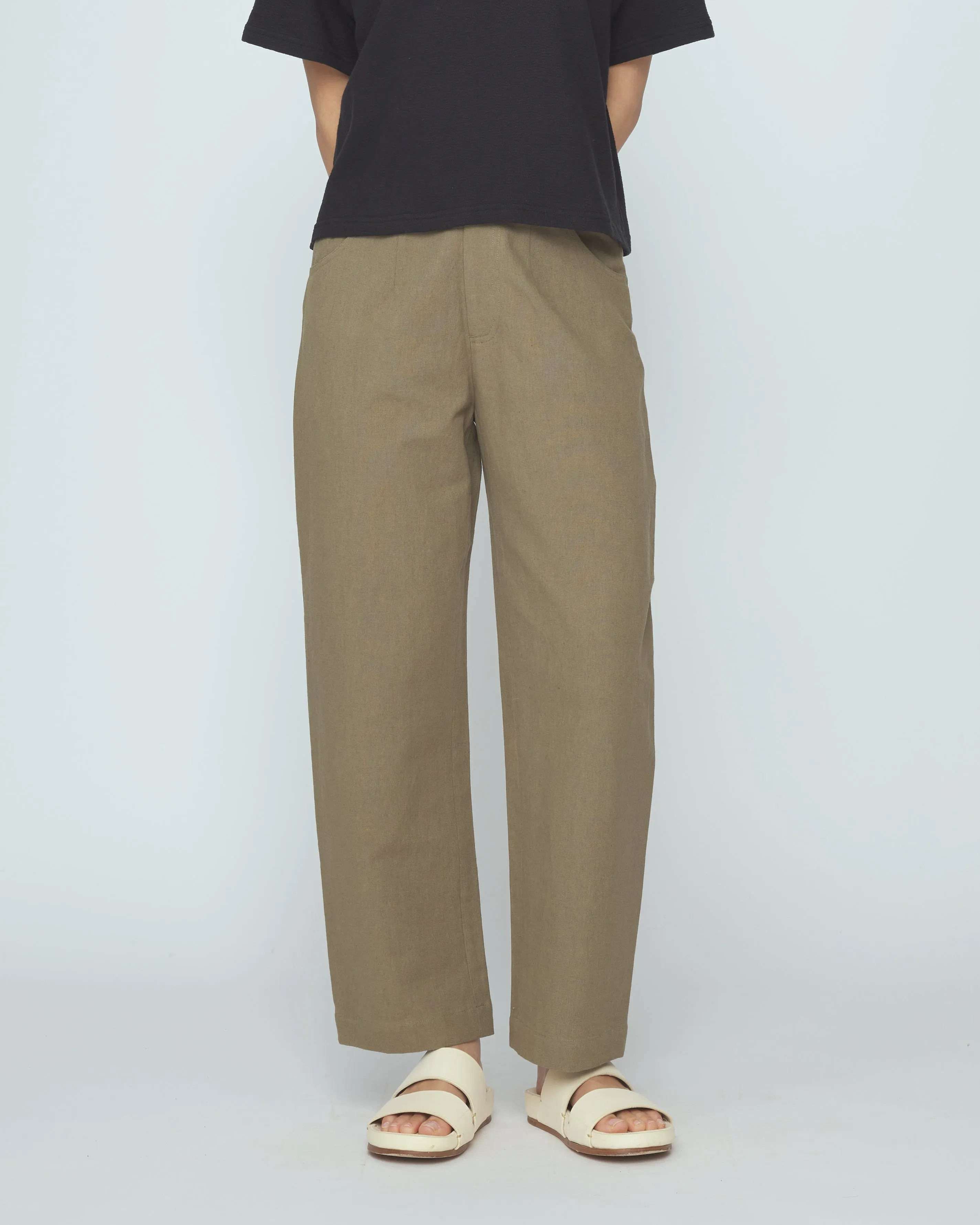Signature Curve Legged Trouser - Canvas Edition - Moss Brown sold by 7115 by Szeki