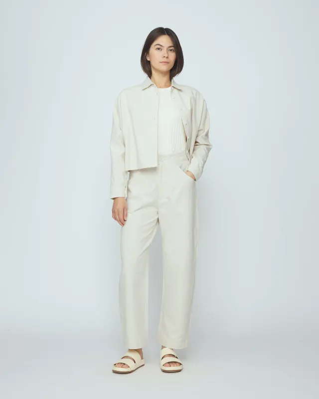 Signature 3/4 Cropped Shirt Jacket - Canvas Edition - Oatmeal made by 7115 by Szeki