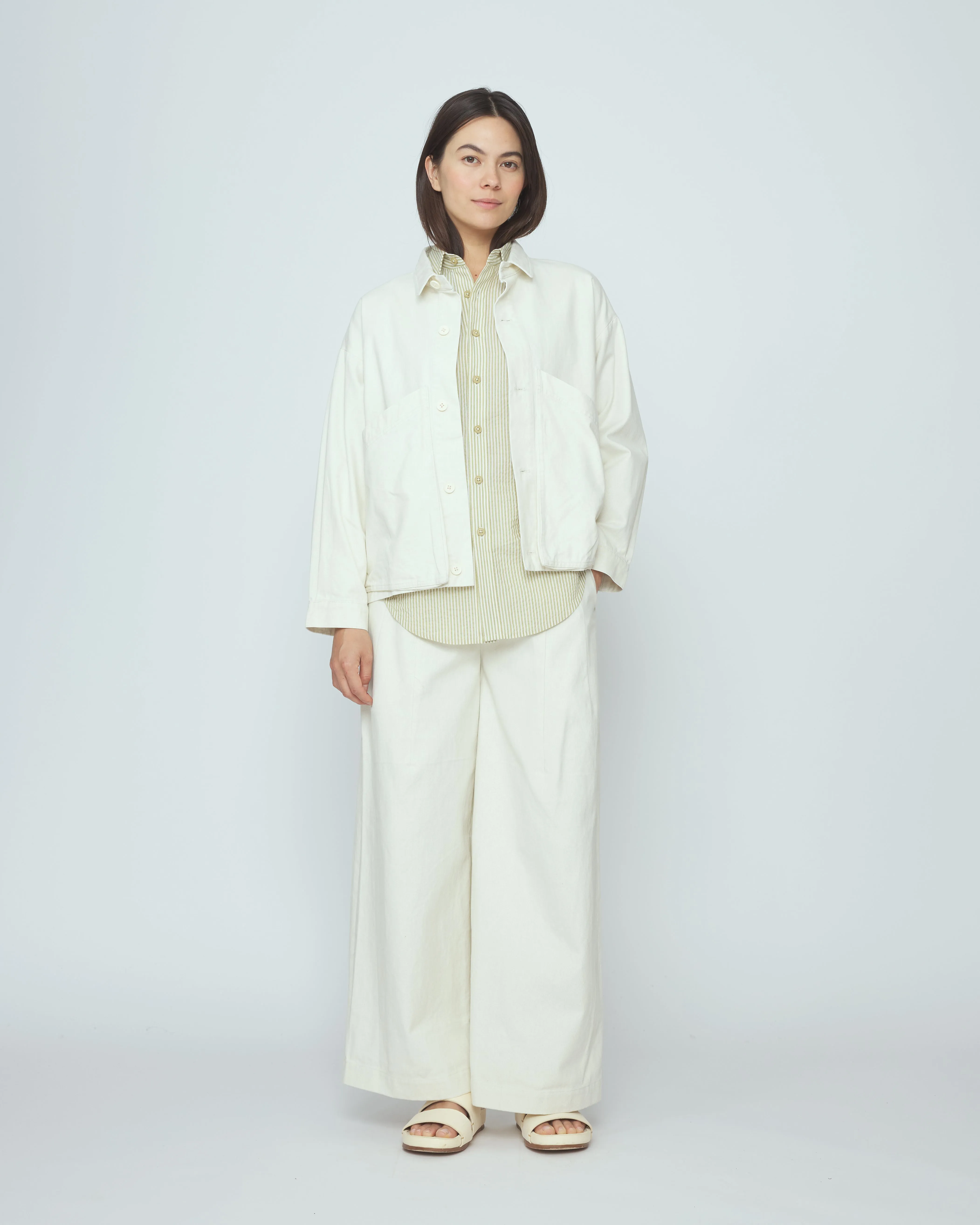 Signature Panel Pockets Shirt Jacket - Spring Edition - Pearl White sold by 7115 by Szeki