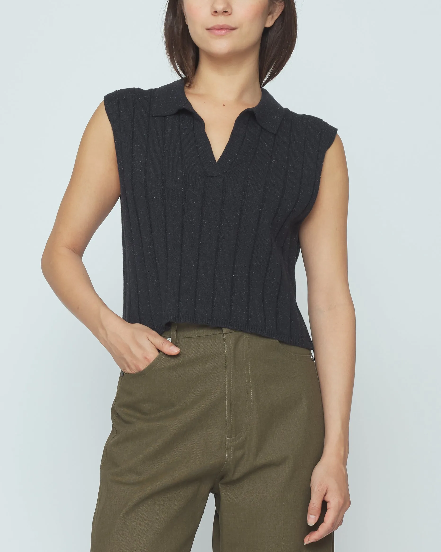 Collared Knit Vest - SS26 - Speckle Black sold by 7115 by Szeki product image thumbnail 2