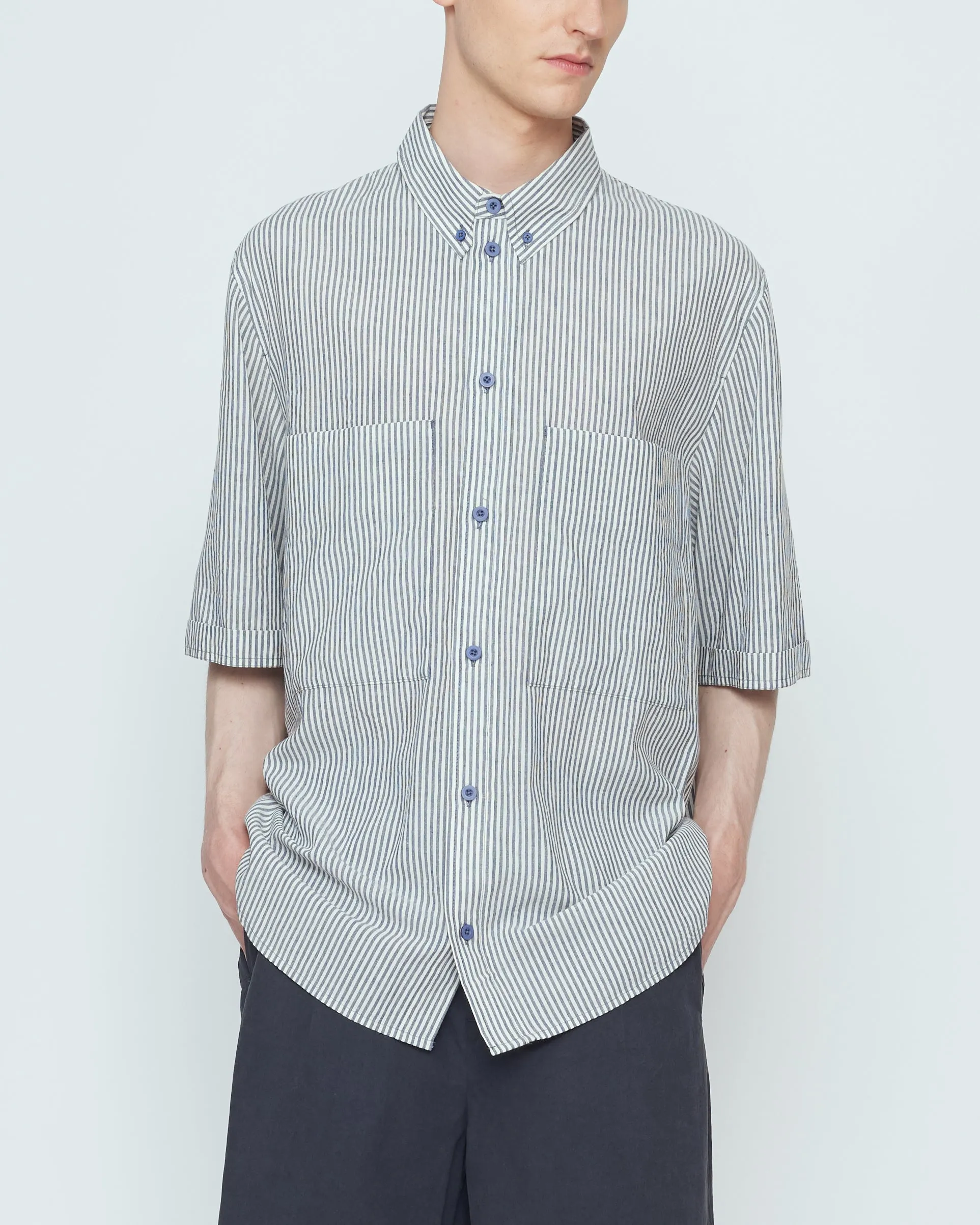 Striped Double Pockets Shirt - SS26 - Navy Stripes sold by 7115 by Szeki product image thumbnail 2