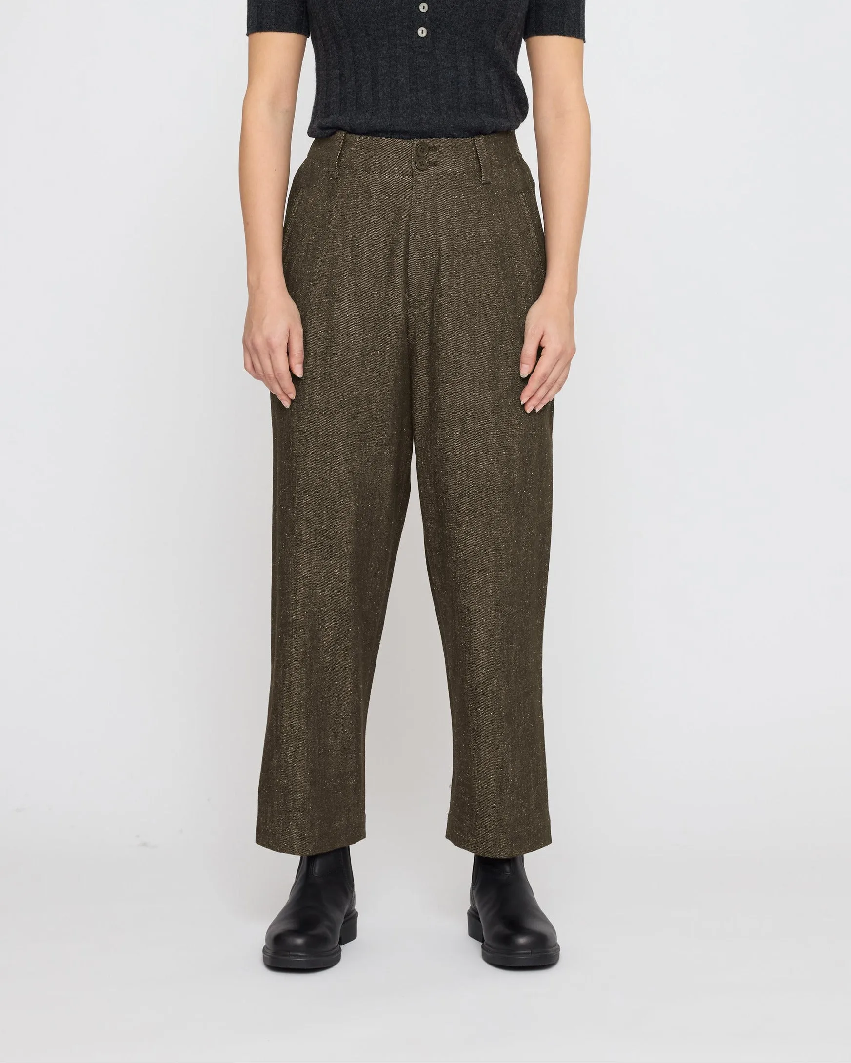 Drop-Crotch Trouser - Soft Denim Edition - FW26 - Olive sold by 7115 by Szeki