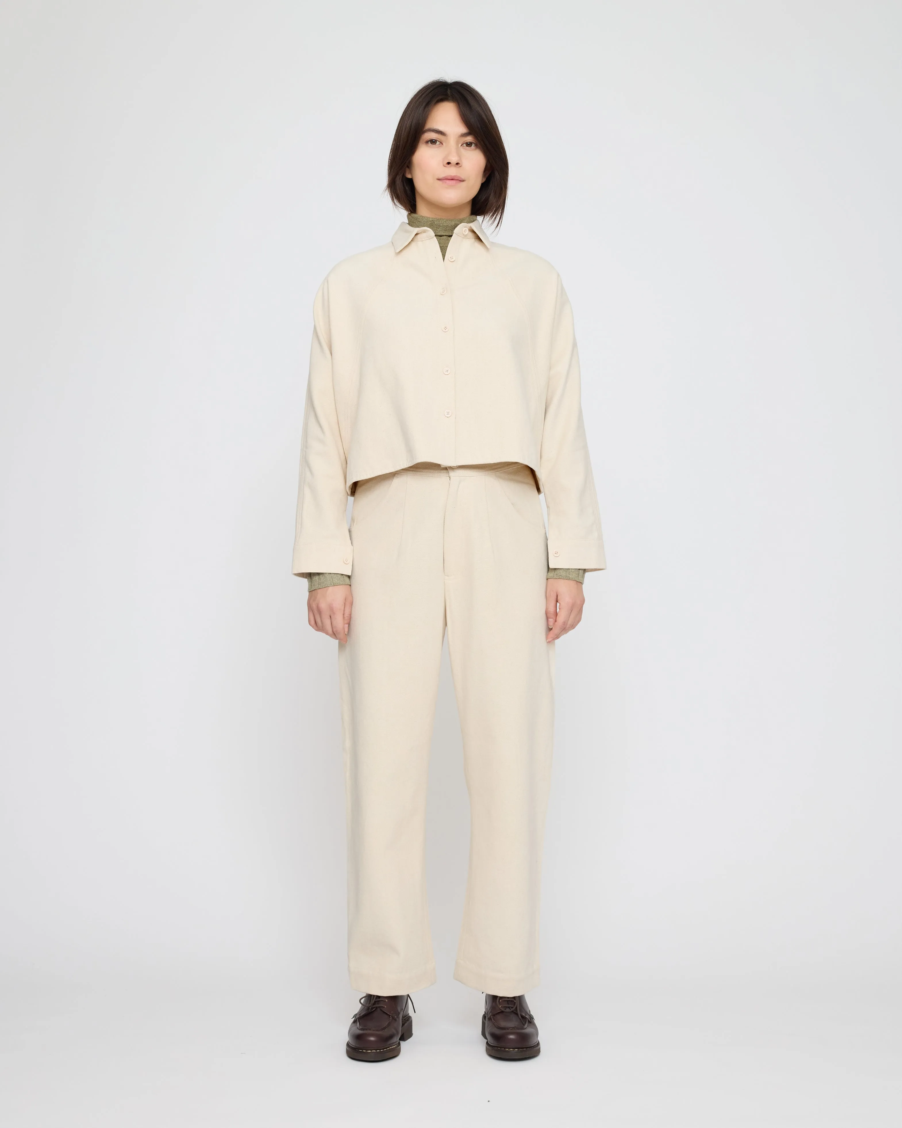 Signature 3/4 Cropped Shirt Jacket - Brushed Canvas Edition - Off-White sold by 7115 by Szeki product image thumbnail 4