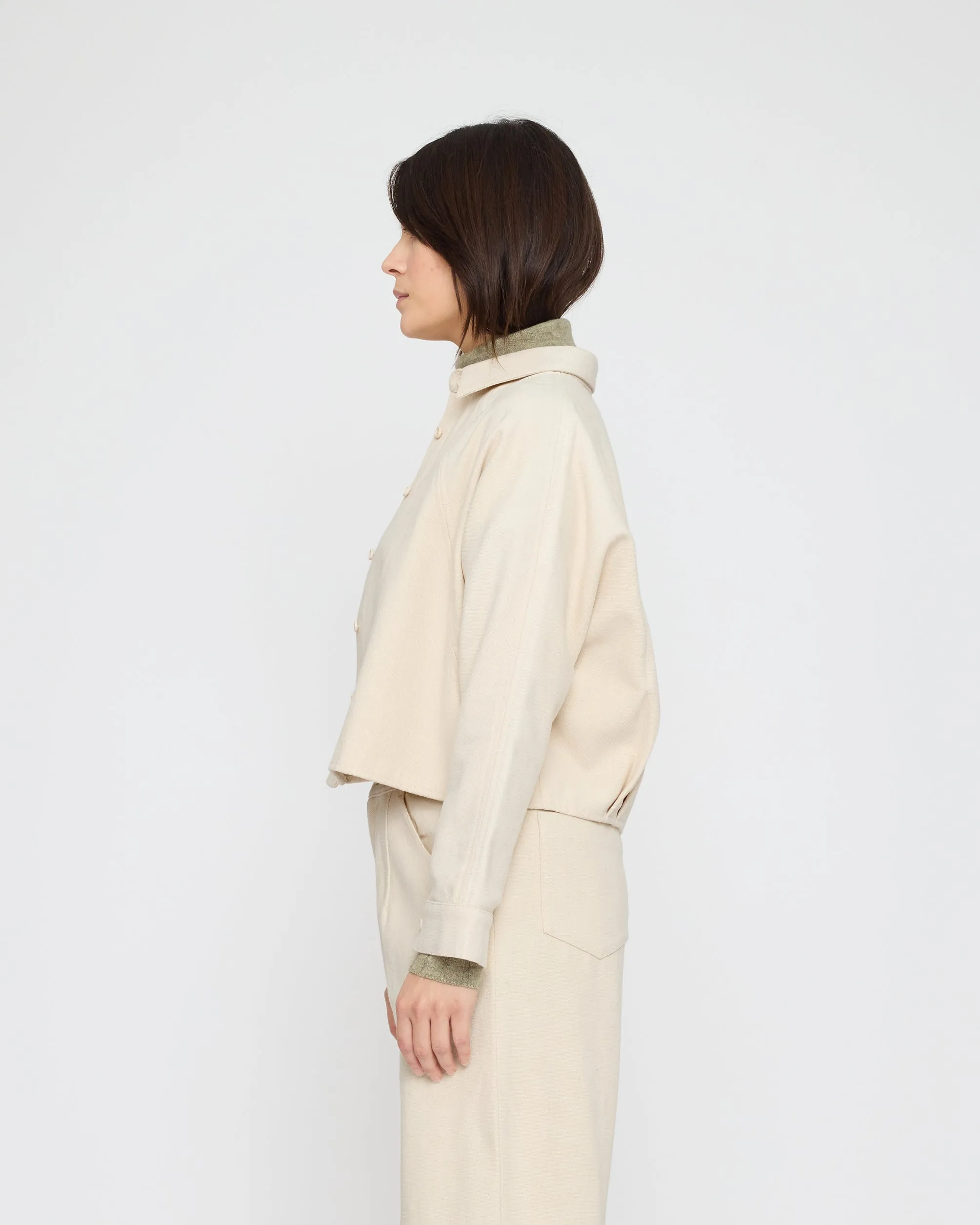 Signature 3/4 Cropped Shirt Jacket - Brushed Canvas Edition - Off-White sold by 7115 by Szeki product image thumbnail 2