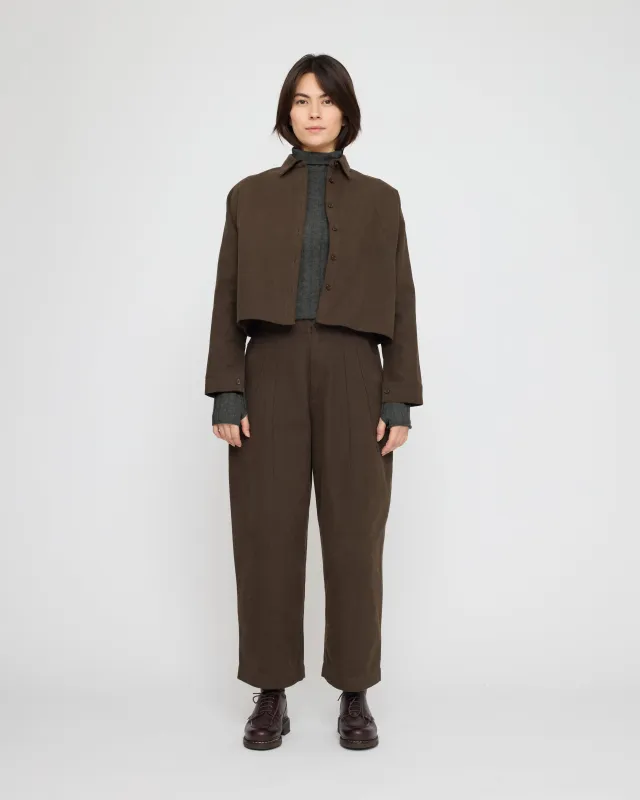 Signature 3/4 Cropped Shirt Jacket - Brushed Canvas Edition - Taupe Brown made by 7115 by Szeki