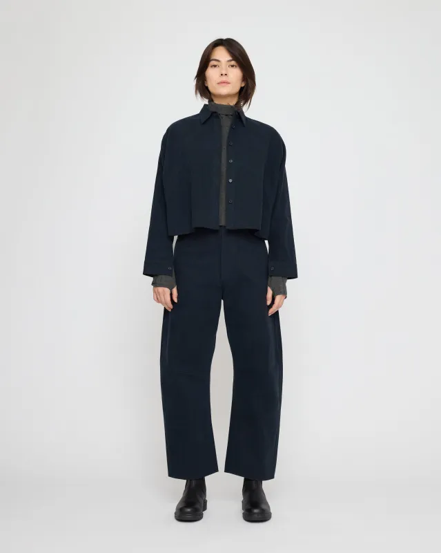 Signature 3/4 Cropped Shirt Jacket - Brushed Canvas Edition - Navy made by 7115 by Szeki