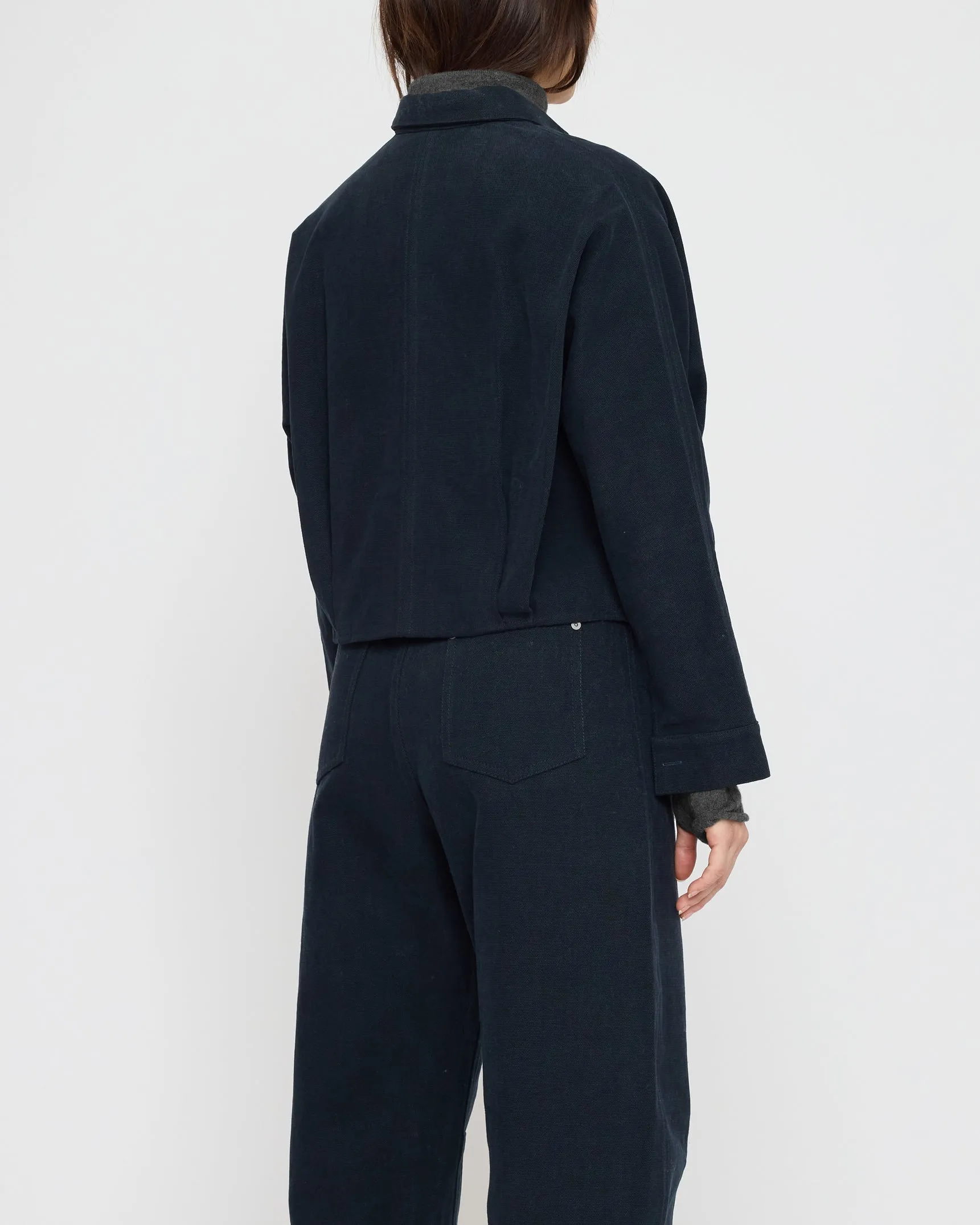 Signature 3/4 Cropped Shirt Jacket - Brushed Canvas Edition - Navy sold by 7115 by Szeki product image thumbnail 3