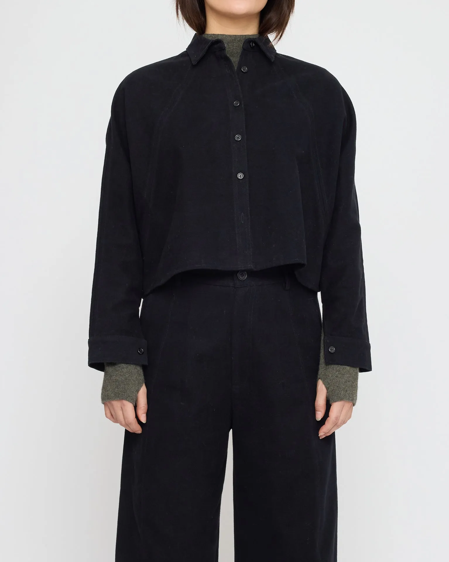 Signature 3/4 Cropped Shirt Jacket - Brushed Canvas Edition - Black sold by 7115 by Szeki product image thumbnail 2