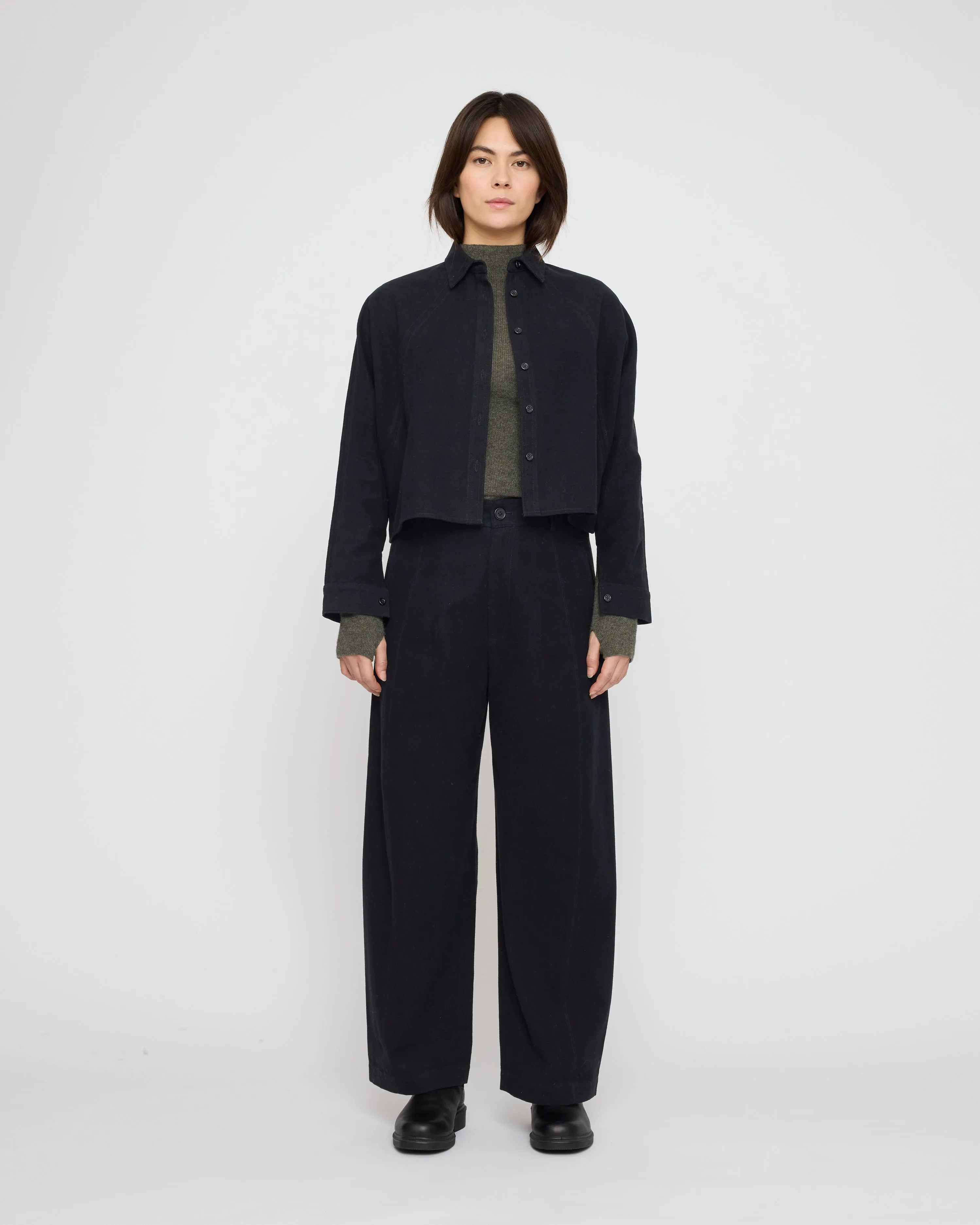 Signature 3/4 Cropped Shirt Jacket - Brushed Canvas Edition - Black sold by 7115 by Szeki