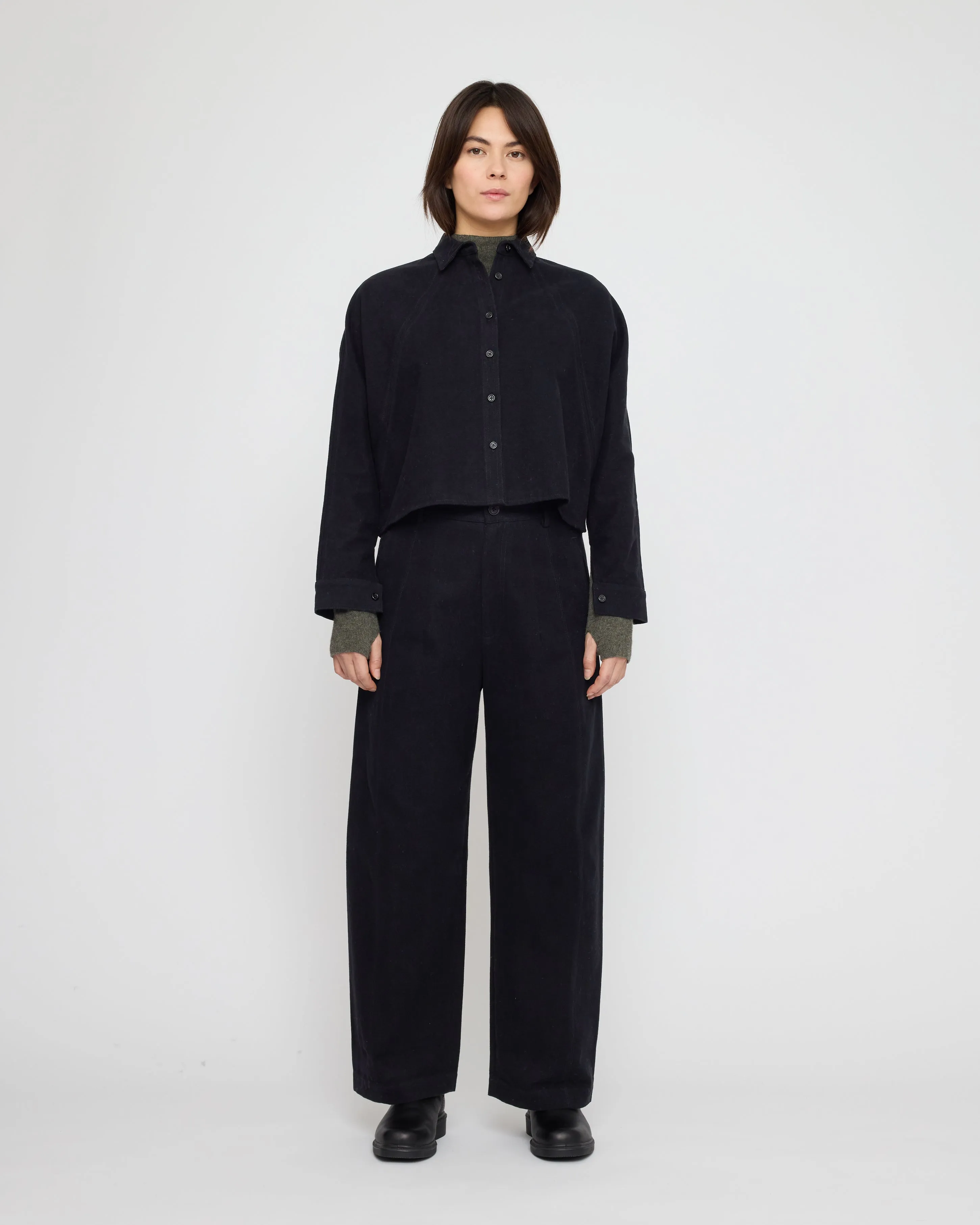 Signature 3/4 Cropped Shirt Jacket - Brushed Canvas Edition - Black sold by 7115 by Szeki product image thumbnail 5