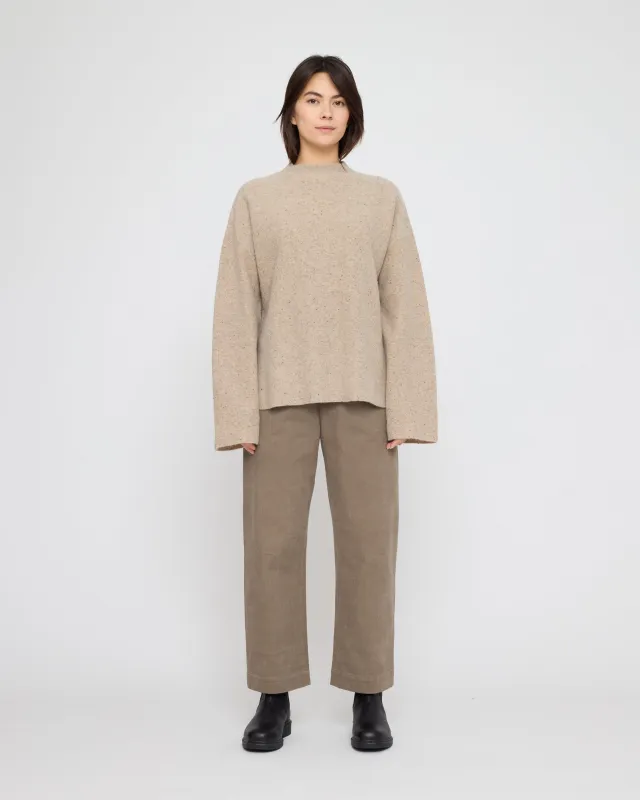 Oversized Mock Neck Sweater - FW26 - Speckle Beige made by 7115 by Szeki