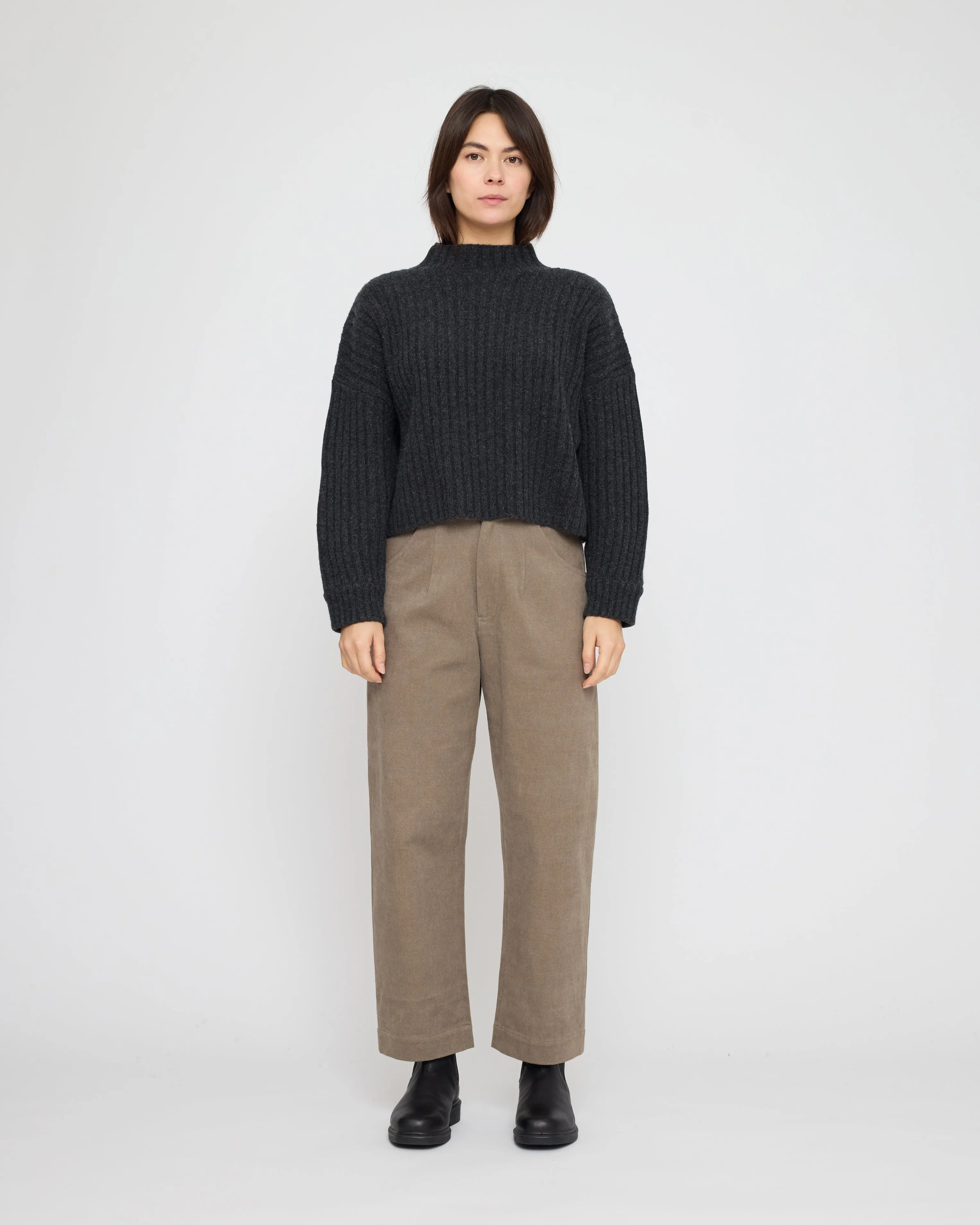 Chunky Ribbed Mock Neck - FW26 - Charcoal sold by 7115 by Szeki