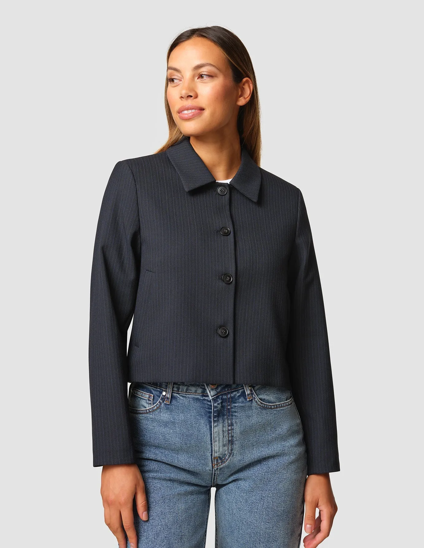 Serene Short Jacket Black Night Pinstripe sold by Shaping New Tomorrow product image thumbnail 2