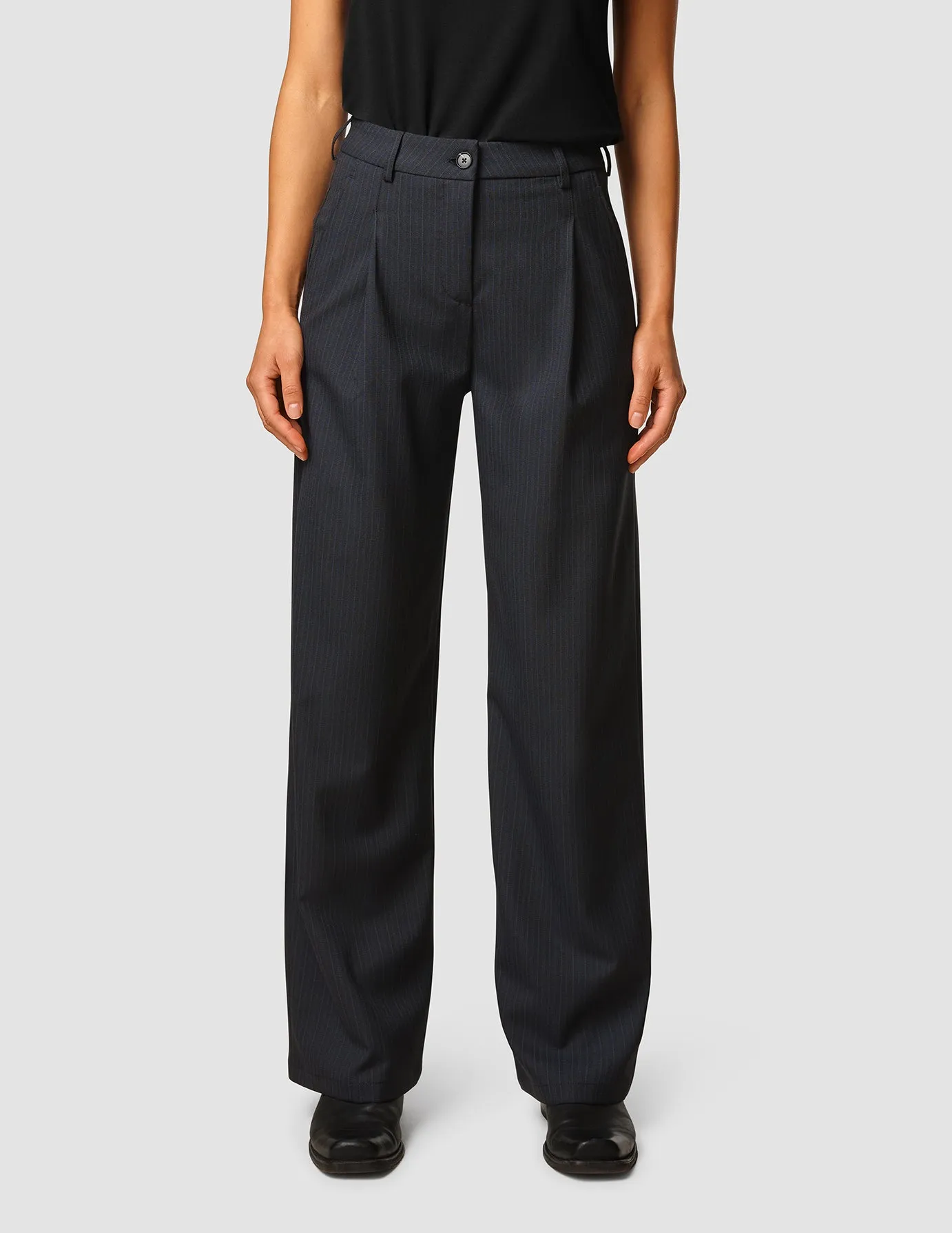 Serene Pants Wide Black Night Pinstripe sold by Shaping New Tomorrow