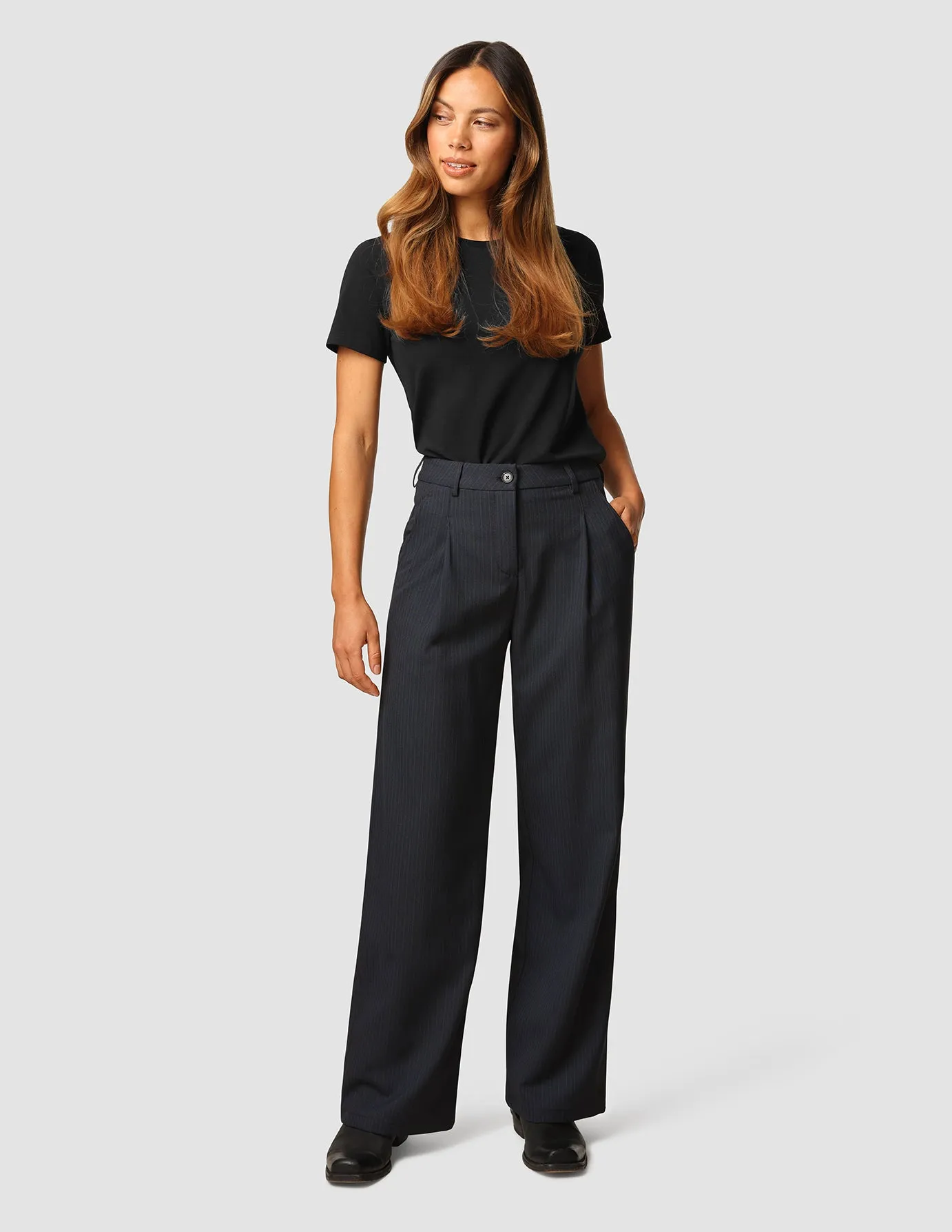 Serene Pants Wide Black Night Pinstripe sold by Shaping New Tomorrow product image thumbnail 2