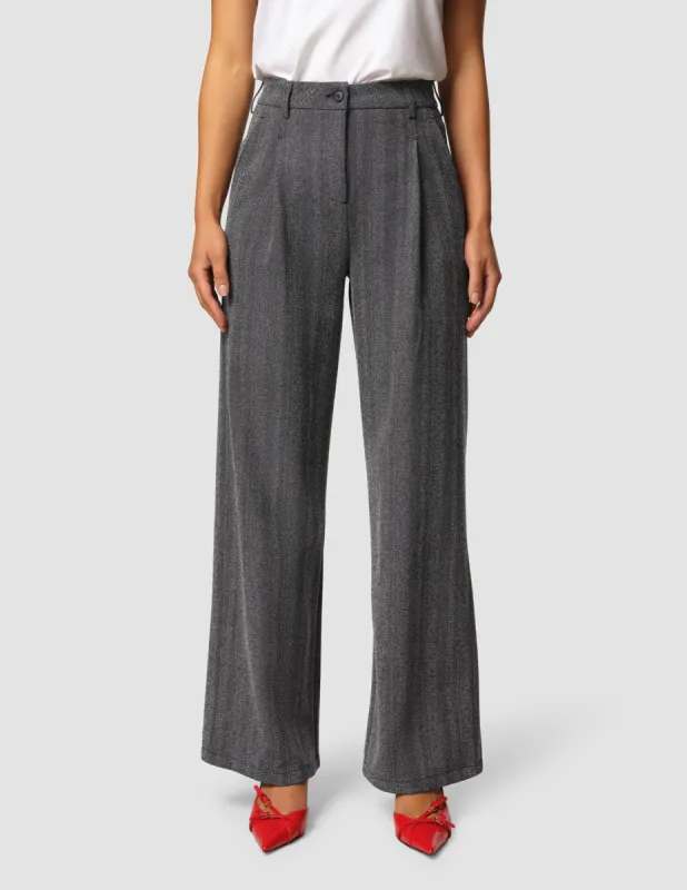 Serene Pants Wide Grey Herringbone sold by Shaping New Tomorrow
