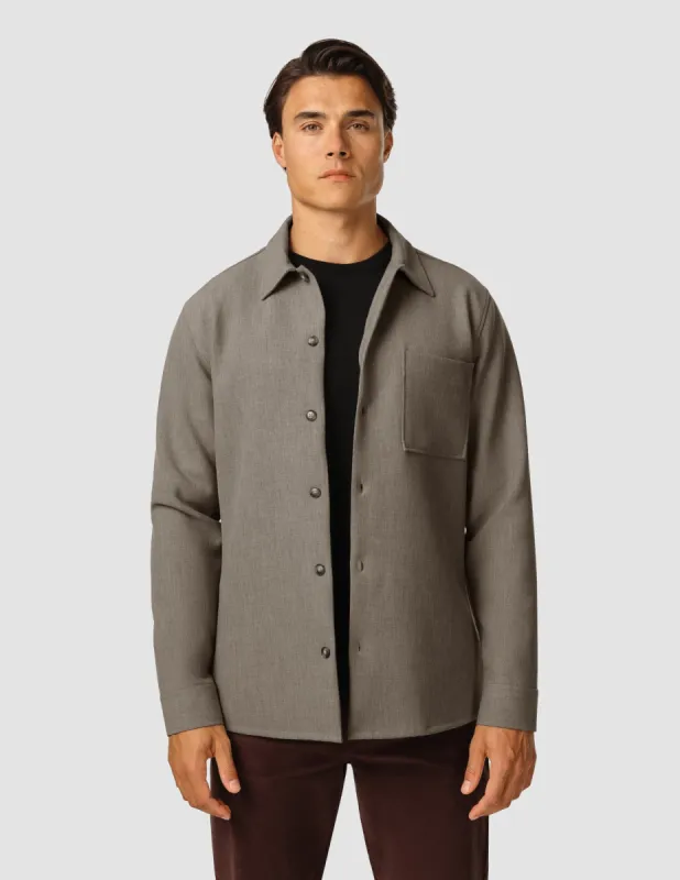 Heavy Edition Transitional Overshirt Khaki Melange sold by Shaping New Tomorrow