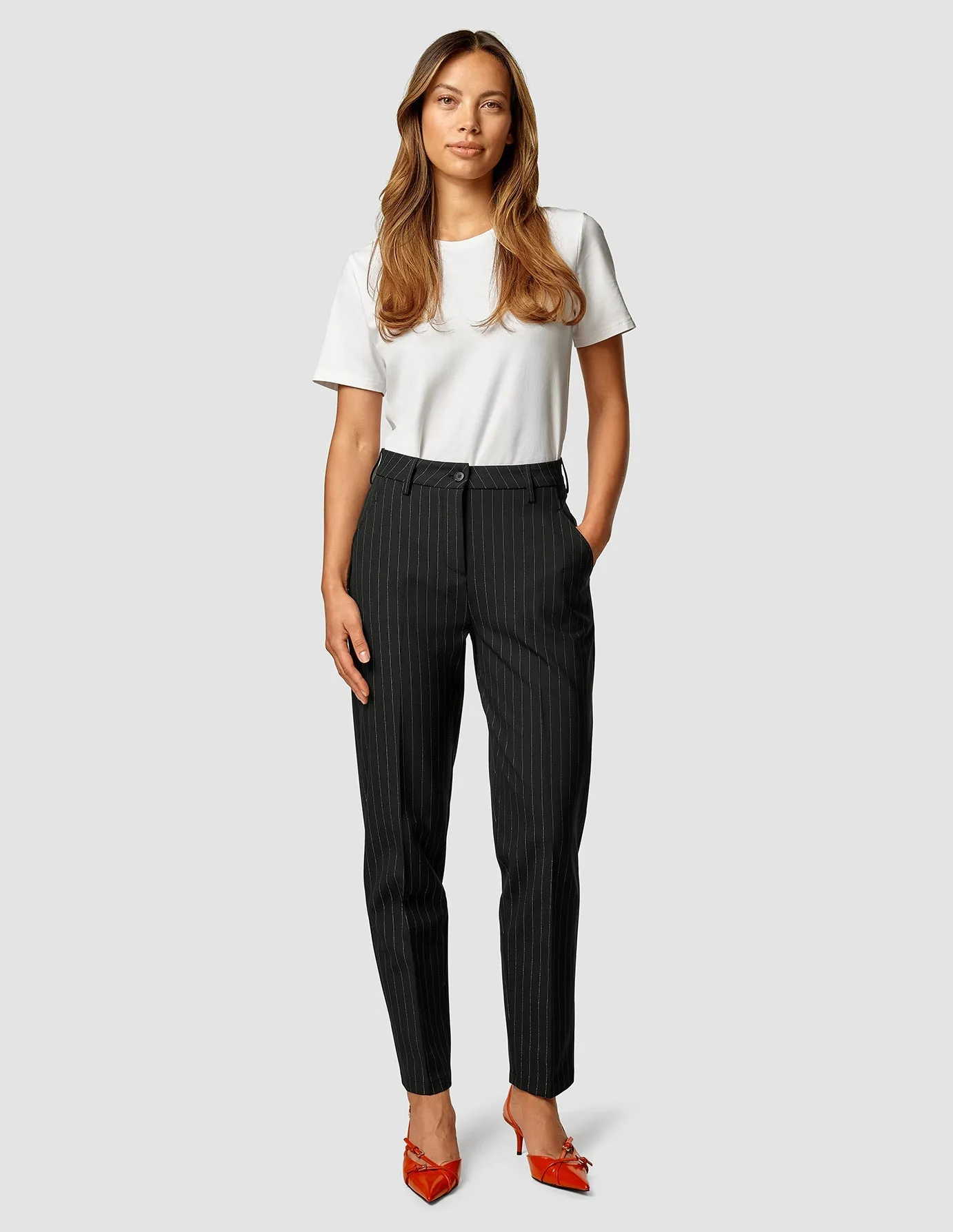 Essential Pants Tapered Black Silver Pinstripe sold by Shaping New Tomorrow product image thumbnail 2