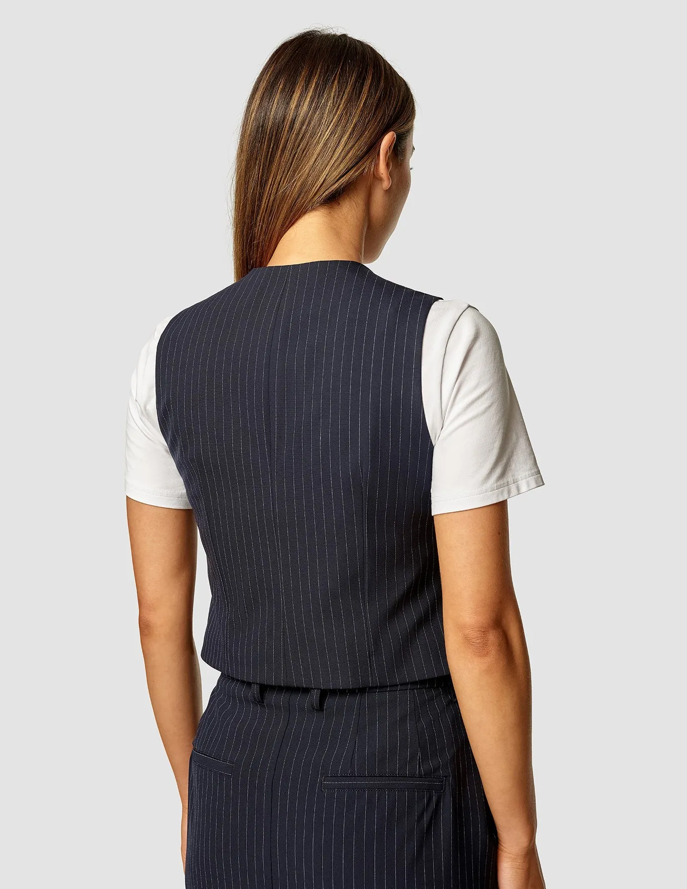 Essential Vest Short Navy Pinstripe sold by Shaping New Tomorrow product image thumbnail 5