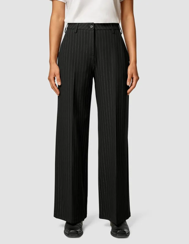 Essential Pants Wide Black Silver Pinstripe sold by Shaping New Tomorrow