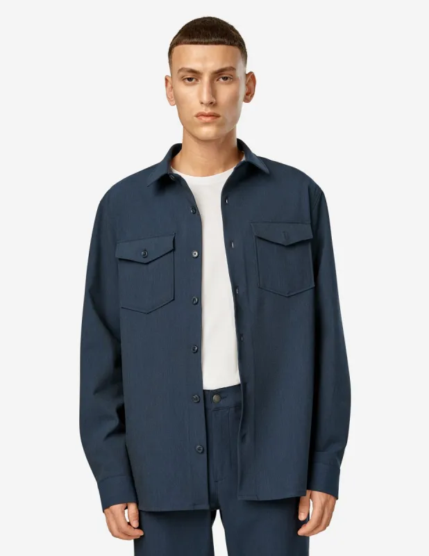 Essential Overshirt Navy Melange sold by Shaping New Tomorrow