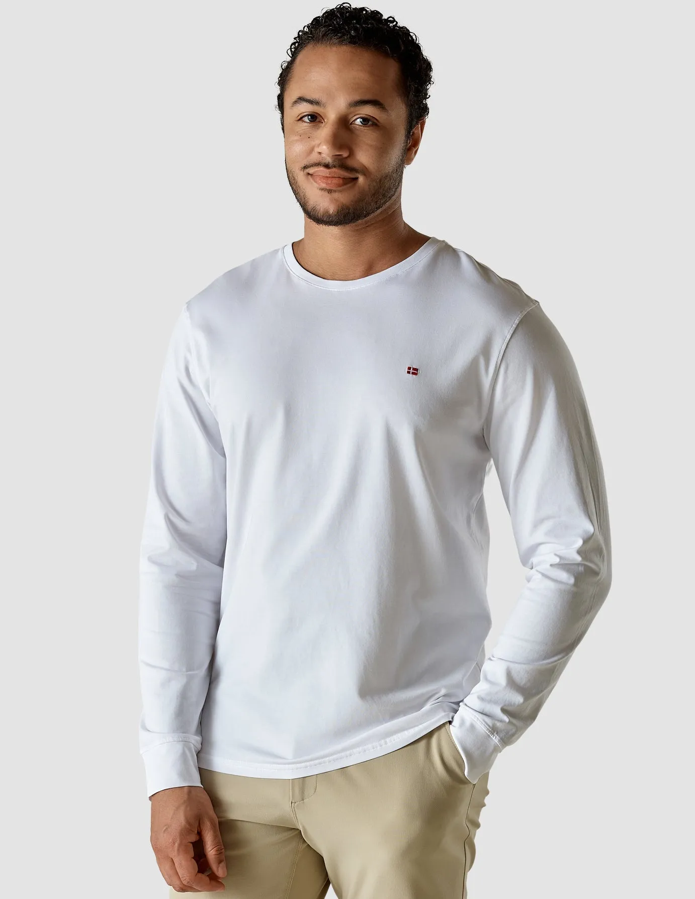 Supima Long-Sleeved Flag T-Shirt White sold by Shaping New Tomorrow