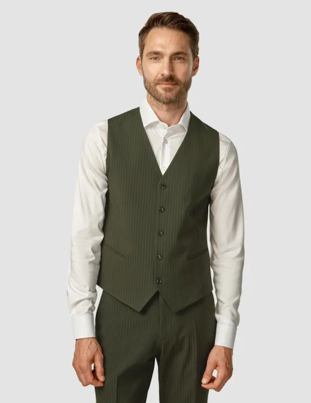 Essential Vest Moss Green Pinstripe sold by Shaping New Tomorrow