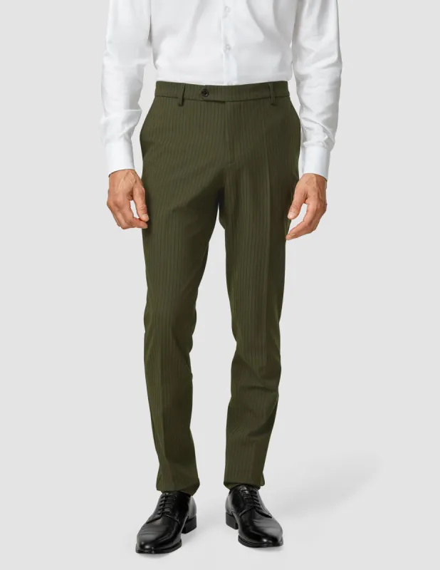 Essential Suit Pants Slim Moss Green Pinstripe sold by Shaping New Tomorrow