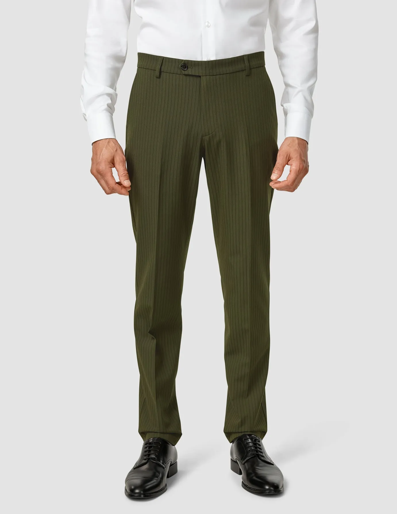 Essential Suit Pants Regular Moss Green Pinstripe sold by Shaping New Tomorrow