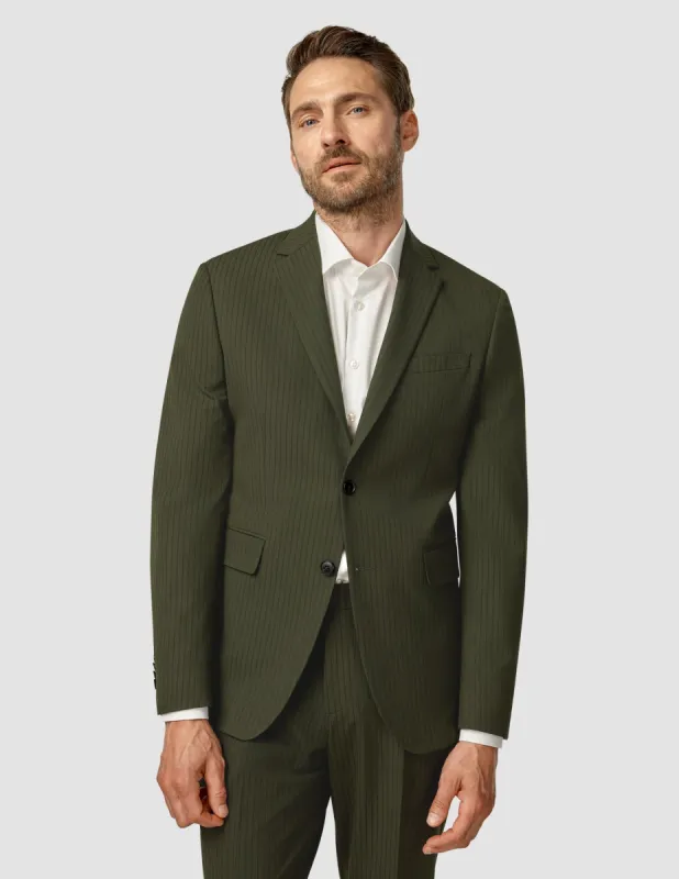 Essential Blazer Slim Moss Green Pinstripe sold by Shaping New Tomorrow