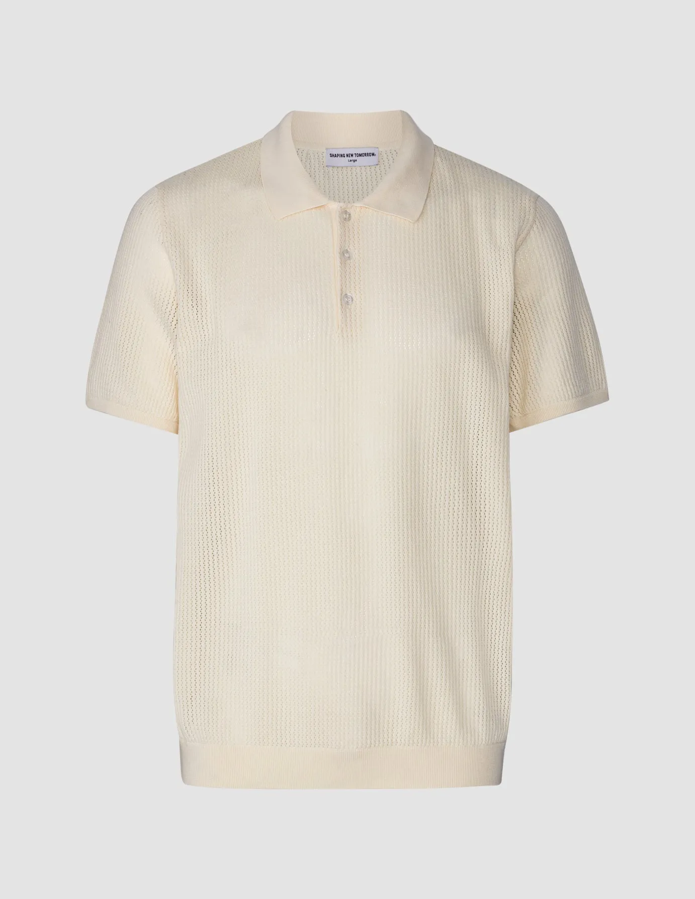 Textured Knitted Short Sleeve Polo Shirt Buttercream sold by Shaping New Tomorrow product image thumbnail 3