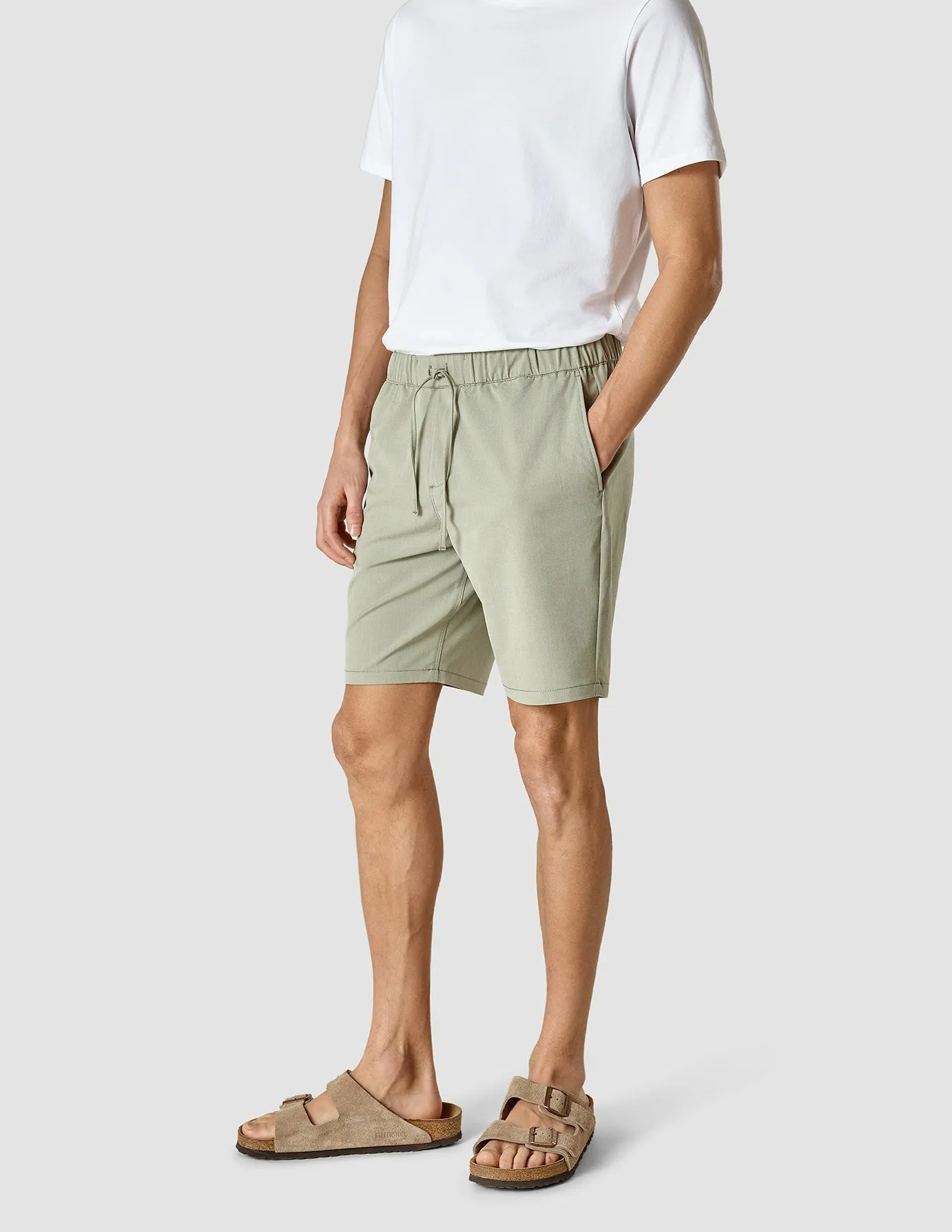 Tech Linen Elastic Shorts Neutral Green sold by Shaping New Tomorrow