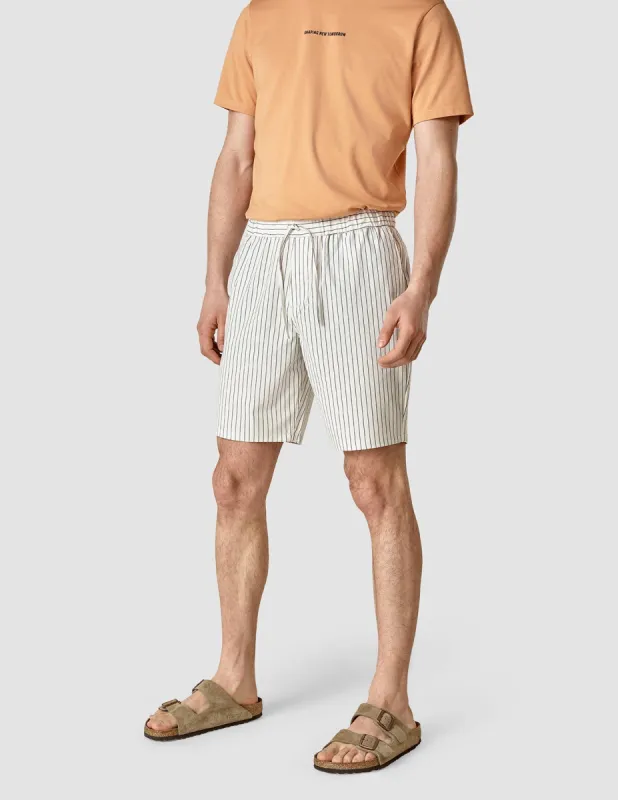 Tech Linen Elastic Shorts Navy Pinstripe sold by Shaping New Tomorrow