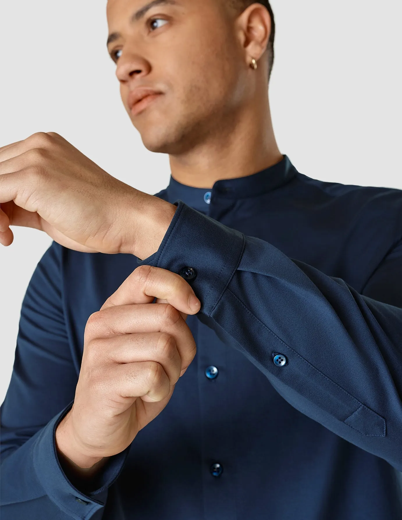 Classic Shirt Mandarin Collar Navy sold by Shaping New Tomorrow product image thumbnail 5