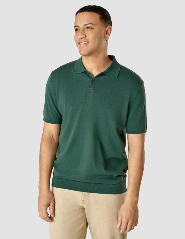 Silk / Cotton Short Sleeve Polo Forest Green sold by Shaping New Tomorrow
