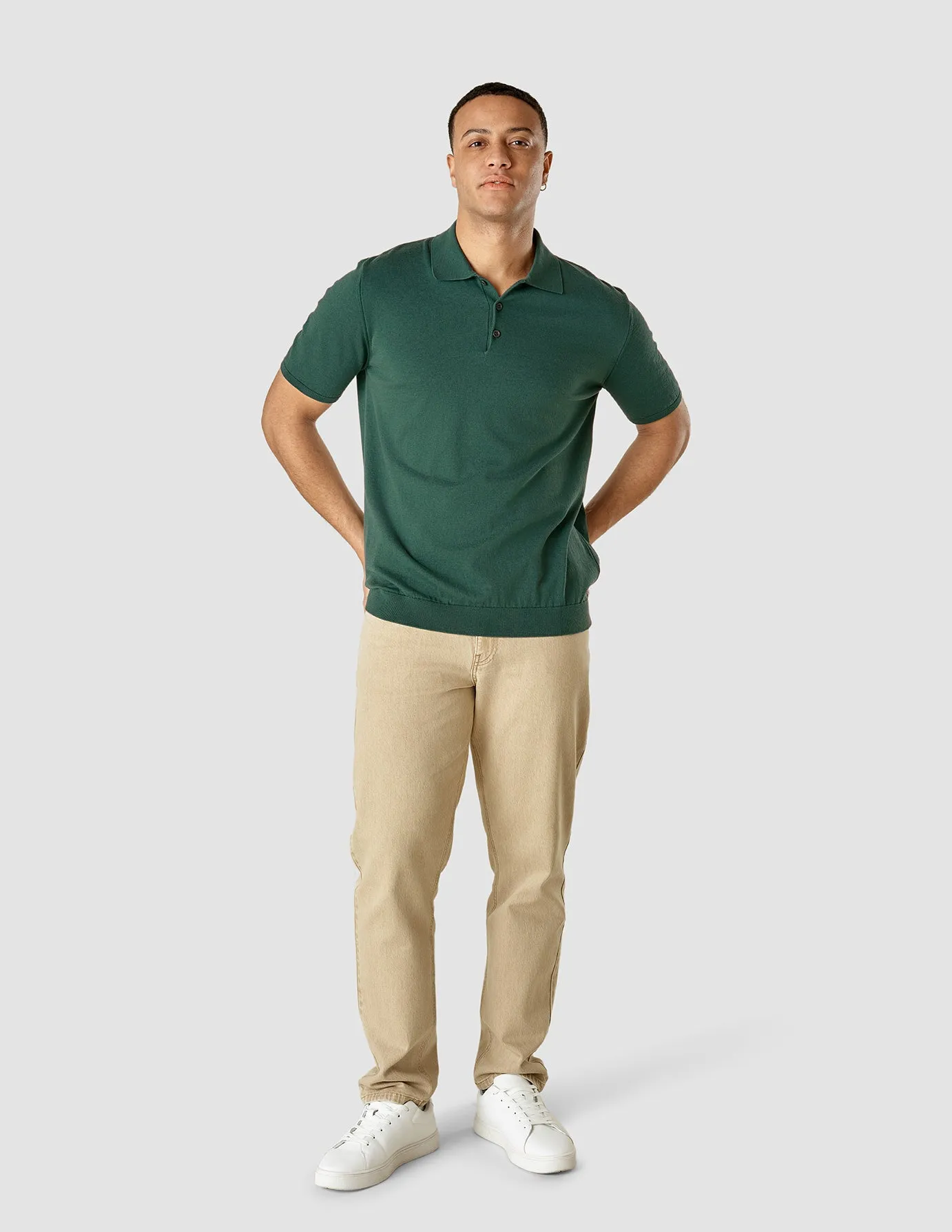 Silk / Cotton Short Sleeve Polo Forest Green sold by Shaping New Tomorrow product image thumbnail 2