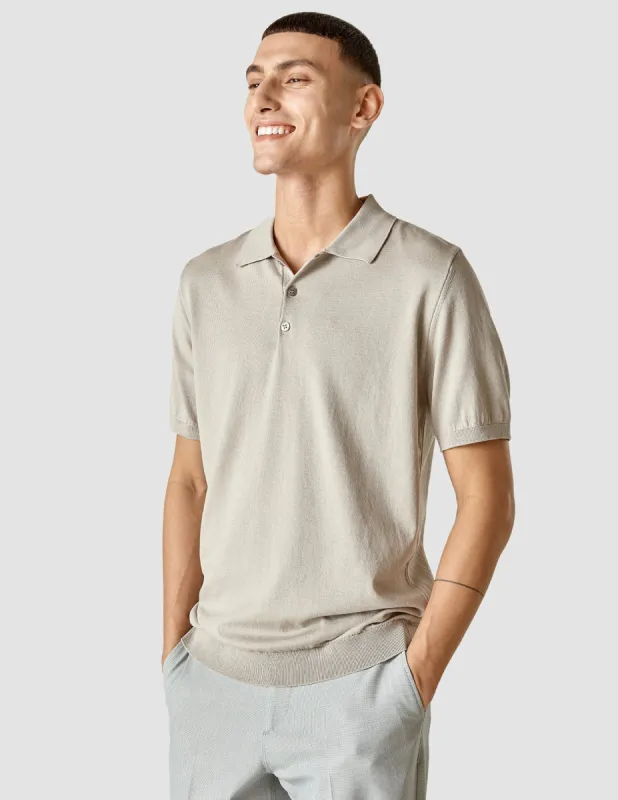 Silk / Cotton Short Sleeve Polo Light Grey sold by Shaping New Tomorrow