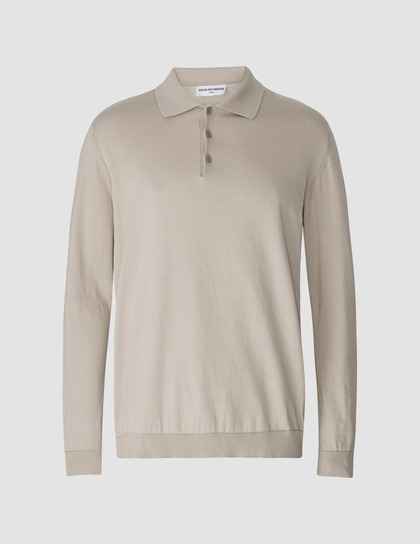 Silk / Cotton Long Sleeve Polo Light Grey sold by Shaping New Tomorrow product image thumbnail 3