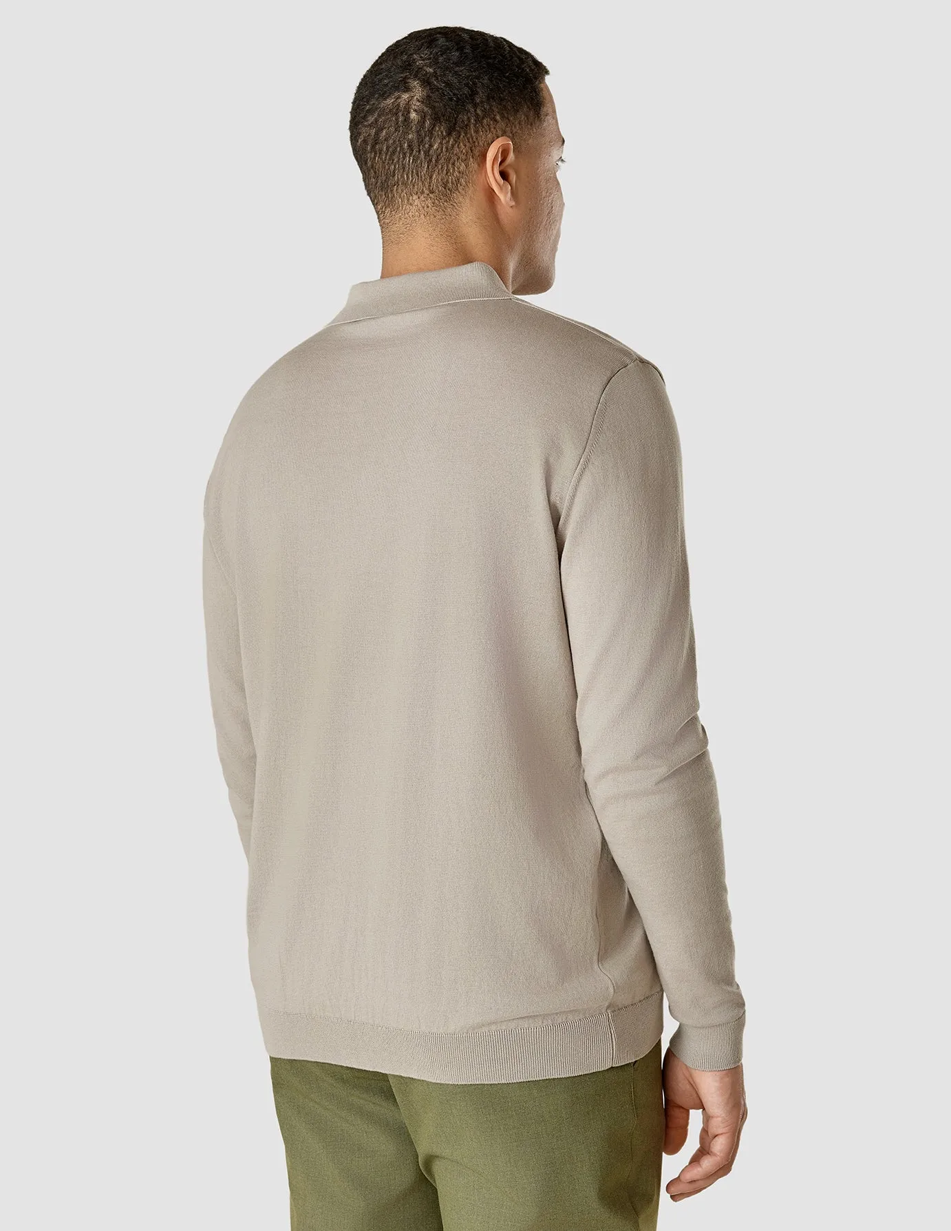 Silk / Cotton Long Sleeve Polo Light Grey sold by Shaping New Tomorrow product image thumbnail 4