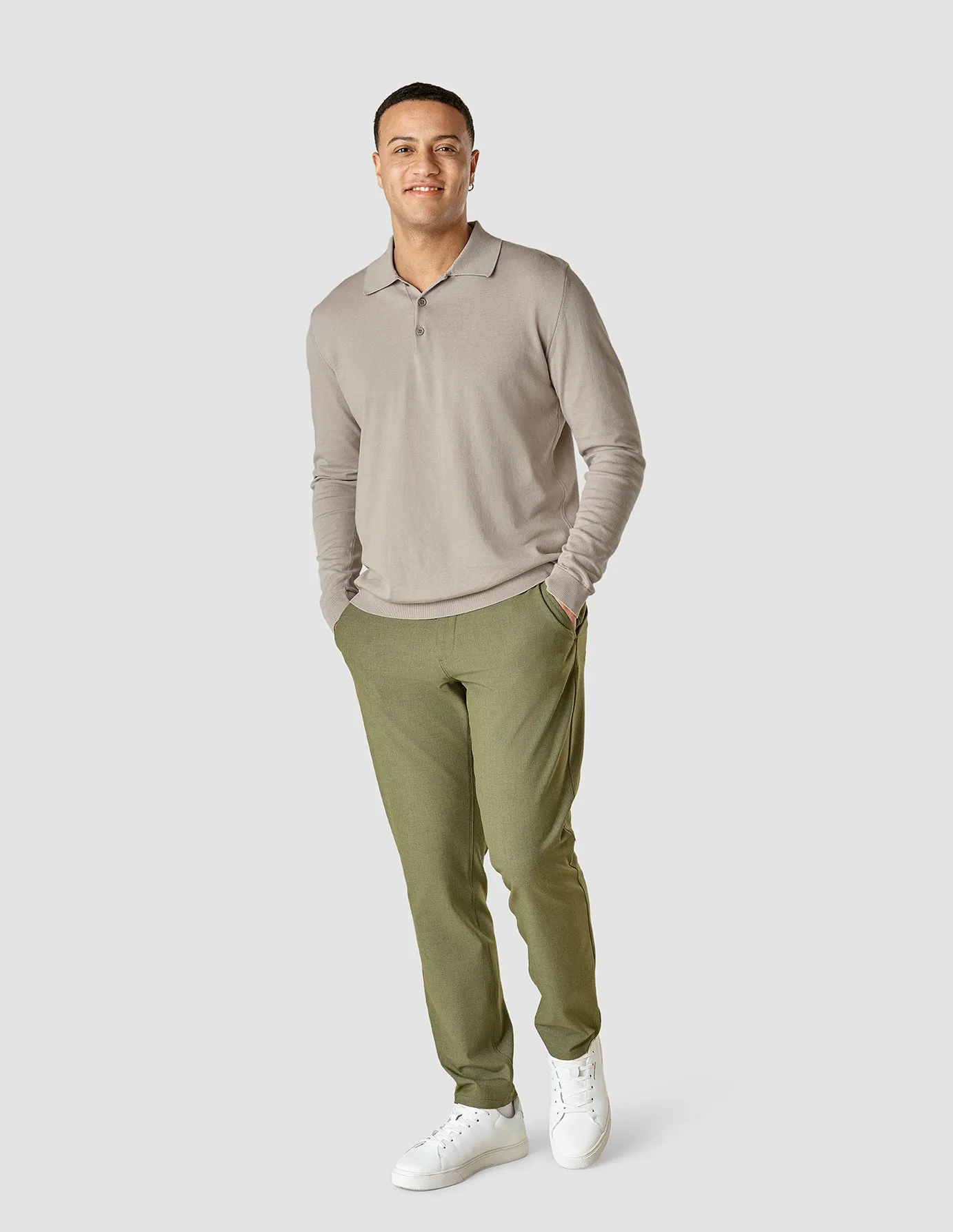 Silk / Cotton Long Sleeve Polo Light Grey sold by Shaping New Tomorrow product image thumbnail 2