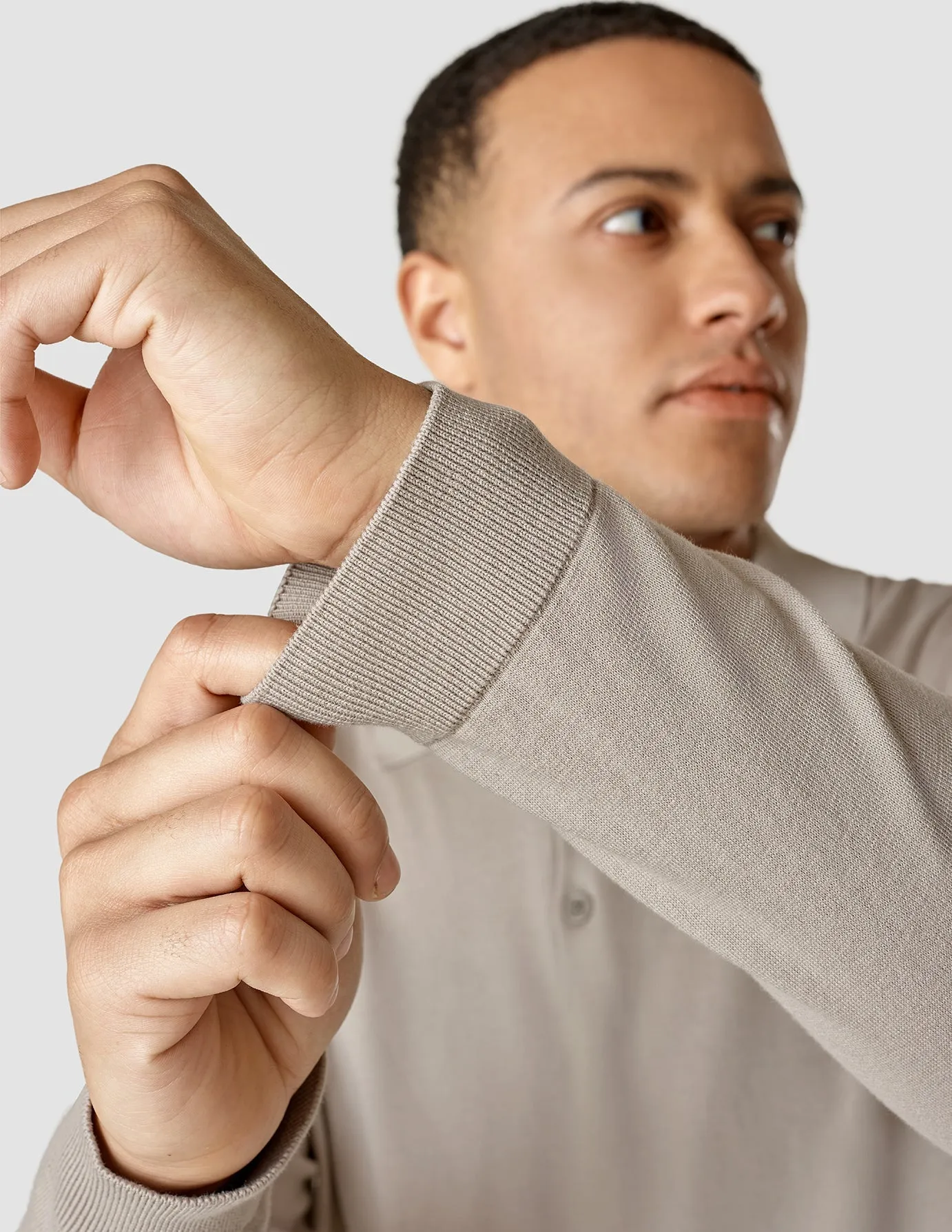 Silk / Cotton Long Sleeve Polo Light Grey sold by Shaping New Tomorrow product image thumbnail 5