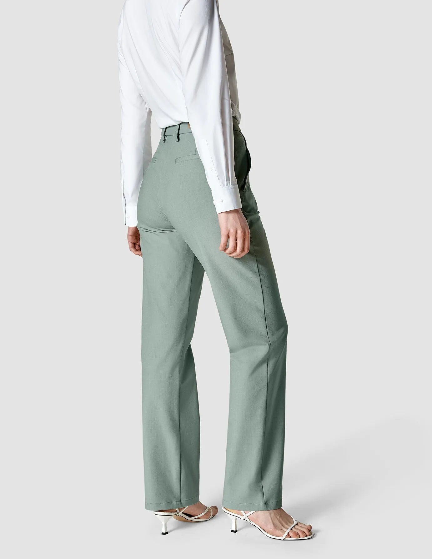 Essential Pants Straight Calm Green Melange sold by Shaping New Tomorrow product image thumbnail 4