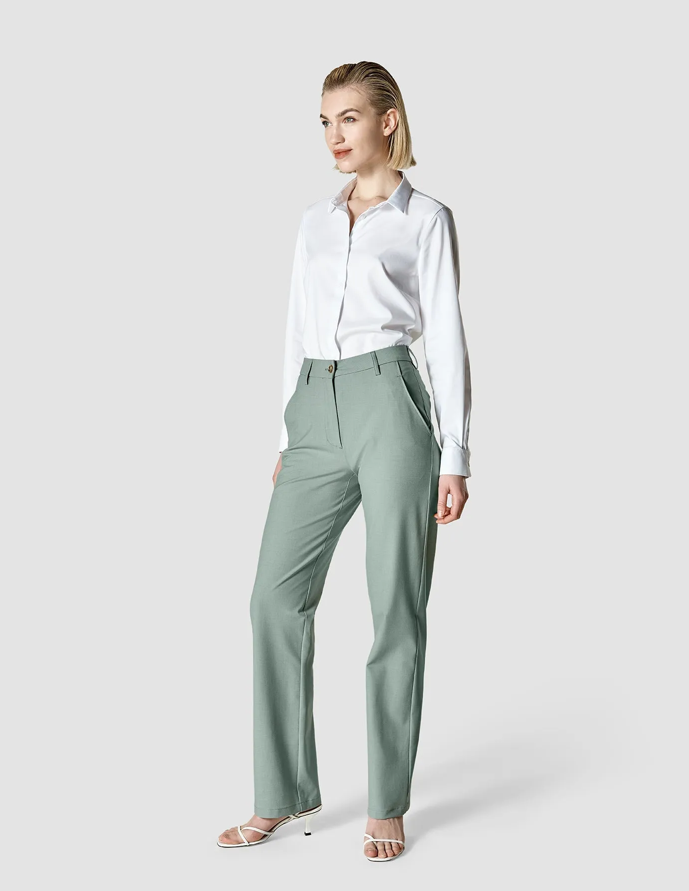 Essential Pants Straight Calm Green Melange sold by Shaping New Tomorrow product image thumbnail 2
