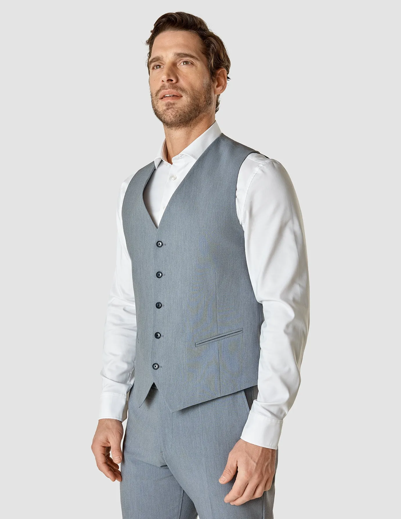 Essential Vest Light Blue Melange sold by Shaping New Tomorrow