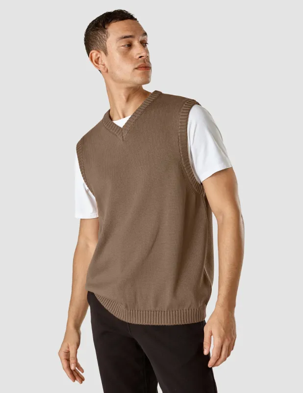 Heavy Knit Vest Mocha sold by Shaping New Tomorrow