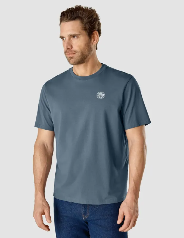 Supima T-shirt Box Fit Globe Blue Mirage sold by Shaping New Tomorrow