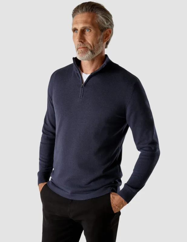 Fine Knit Half-Zip Navy sold by Shaping New Tomorrow