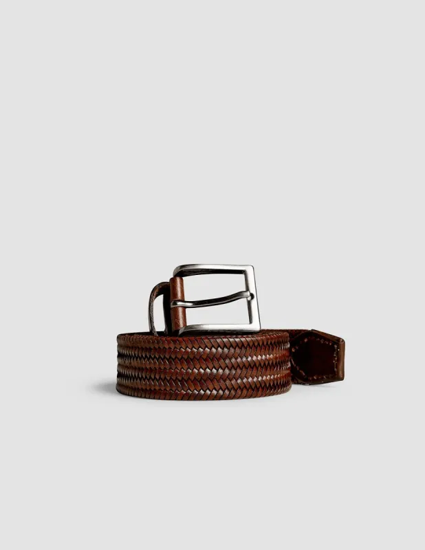 Braided Leather Belt Dark Brown sold by Shaping New Tomorrow